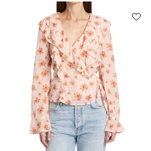 Free People Floral Ruffle Wrap Top XS